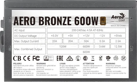 Photo de Alimentation ATX AeroCool Aero Bronze - 600W