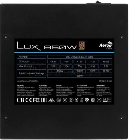 Photo de Alimentation ATX AeroCool Lux - 850W (Noir)