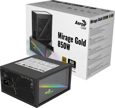 Photo de Alimentation ATX AeroCool Mirage Gold RGB - 850W (Noir)