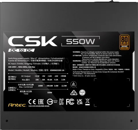Photo de Alimentation ATX Antec Cuprum Strike CSK DC - 550W (Noir)
