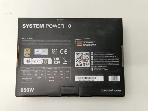 Photo de Alimentation ATX Be Quiet System Power 10 - 850W (Noir) - SN 330H2380000765 - ID 199181