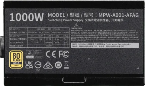 Photo de Alimentation ATX Cooler Master Elite Gold - 1000W (Noir)