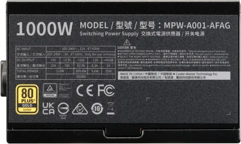 Photo de Alimentation ATX Cooler Master Elite Gold - 1000W (Noir)