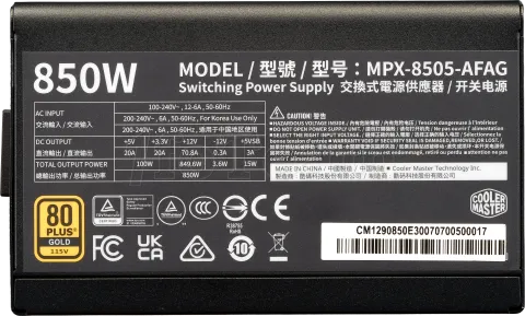 Photo de Alimentation ATX Cooler Master Elite Gold - 850W (Noir)