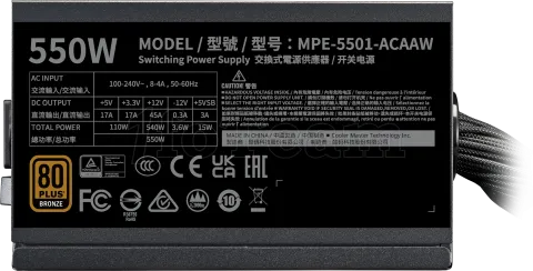 Photo de Alimentation ATX Cooler Master MWE Bronze V3 - 550W