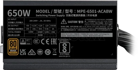 Photo de Alimentation ATX Cooler Master MWE Bronze V3 - 650W
