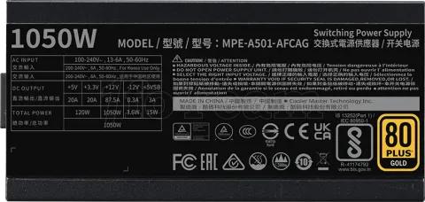 Photo de Alimentation ATX Cooler Master MWE Gold V2 ATX 3.1 - 1050W (Noir)