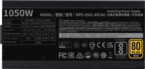 Photo de Alimentation ATX Cooler Master MWE Gold V2 ATX 3.1 - 1050W (Noir)