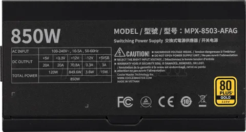 Photo de Alimentation ATX Cooler Master MWE Gold V3 - 850W (Noir)