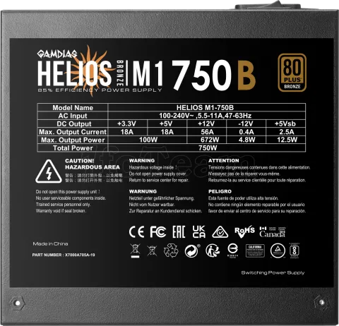 Photo de Alimentation ATX Gamdias Helios M1 - 750W (Noir)