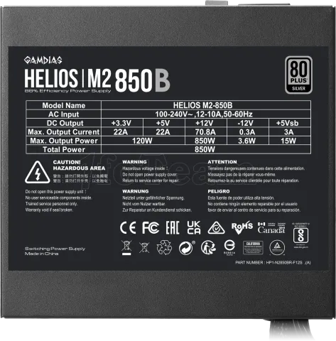 Photo de Alimentation ATX Gamdias Helios M2 - 850W (Noir)