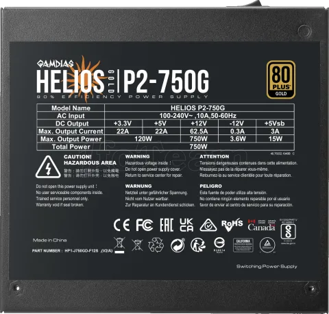 Photo de Alimentation ATX Gamdias Helios P2G - 750W (Noir)