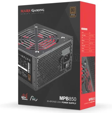 Photo de Alimentation ATX Mars Gaming MPB - 850W (Noir/Rouge)