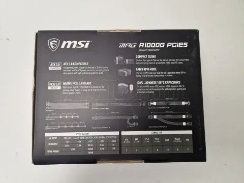 Photo de Alimentation ATX MSI MPG A1000G PCIe5 - 1000W (Noir) - SN 3067ZP7C11CE010307000112 - ID 199183