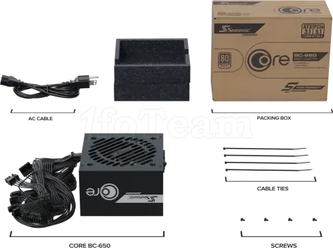 Photo de Alimentation ATX Seasonic Core BC 650W (Noir)