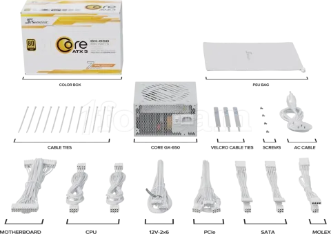 Photo de Alimentation ATX Seasonic Core GX V2 2024 - 650W (Blanc)
