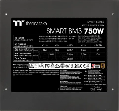 Photo de Alimentation ATX Thermaltake Smart BM3 - 750W (Noir)