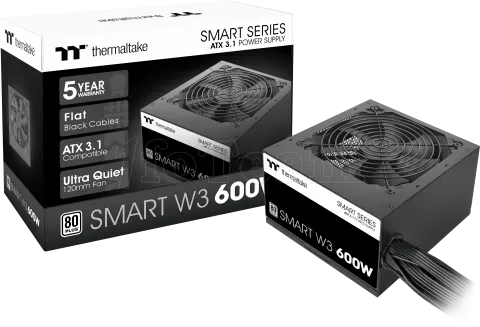 Photo de Alimentation ATX Thermaltake Smart W3 - 600W (Noir)