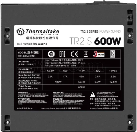 Photo de Alimentation ATX Thermaltake TR2 S - 600W