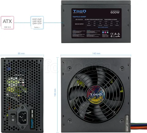 Photo de Alimentation ATX TooQ Apolo - 600W (Noir)