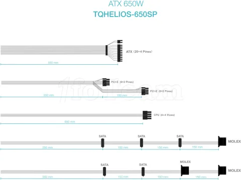 Photo de Alimentation ATX TooQ HELIOS 650W (Noir)