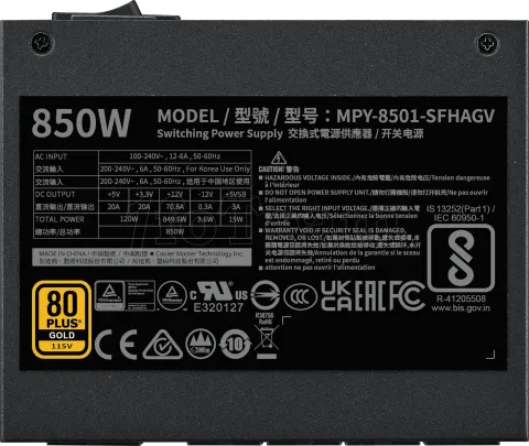 Photo de Alimentation V SFX Gold Cooler Master  - 850W (Noir)