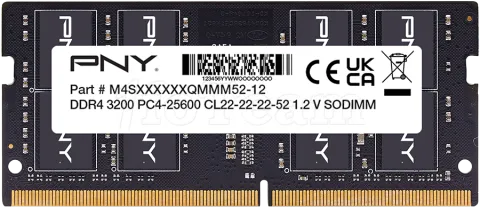 Photo de Barette mémoire 16Go SODIMM DDR4 PNY Performance 3200MHz (Noir) Version SI