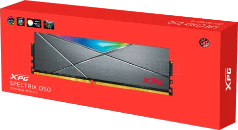 Photo de Barrette mémoire 16Go DIMM DDR4 Adata XPG SpectriX D50 RGB  3200Mhz (Gris)