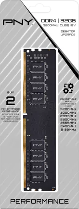 Photo de Barrette mémoire 16Go DIMM DDR4 PNY Performance 3200MHz (Noir)