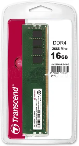 Photo de Barrette mémoire 16Go DIMM DDR4 Transcend JetRam  2666Mhz (Vert)