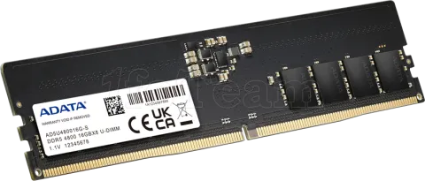 Photo de Barrette mémoire 16Go DIMM DDR5 Adata  4800MHz (Noir) (OEM)