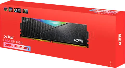 Photo de Barrette mémoire 16Go DIMM DDR5 Adata XPG Lancer RGB  5200MHz (Noir)