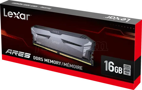 Photo de Barrette mémoire 16Go DIMM DDR5 Lexar Ares  4800MHz (Noir)