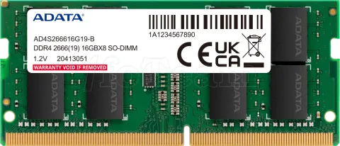 Photo de Barrette mémoire 16Go SODIMM DDR4 Adata Premier  2666Mhz (Vert)