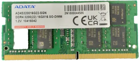 Photo de Barrette mémoire 16Go SODIMM DDR4 Adata Premier  3200Mhz (Vert) - SN 2N1800044586 - ID 194673