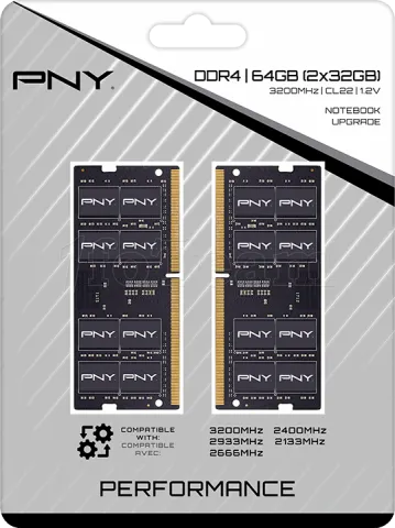 Photo de Barrette mémoire 16Go SODIMM DDR4 PNY Performance 3200MHz (Noir)