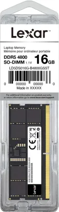 Photo de Barrette mémoire 16Go SODIMM DDR5 Lexar 4800Mhz (Noir)