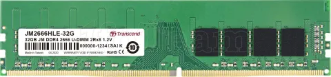 Photo de Barrette mémoire 32Go DIMM DDR4 Transcend JetRam 2666Mhz (Vert)