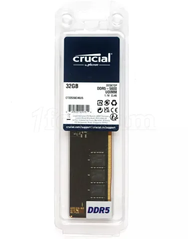 Photo de Barrette mémoire 32Go DIMM DDR5 Crucial Classic 5600MHz (Noir)