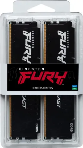 Photo de Barrette mémoire 32Go DIMM DDR5 Kingston Fury Beast 6000MHz CL36 (Noir)