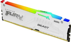 Photo de Barrette mémoire 32Go DIMM DDR5 Kingston Fury Beast RGB 5200MHz (Blanc)