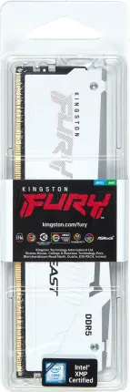 Photo de Barrette mémoire 32Go DIMM DDR5 Kingston Fury Beast RGB 5200MHz (Blanc)