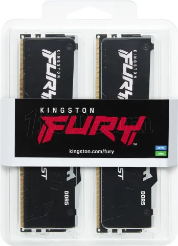 Photo de Barrette mémoire 32Go DIMM DDR5 Kingston Fury Beast RGB 5600MHz (Noir)