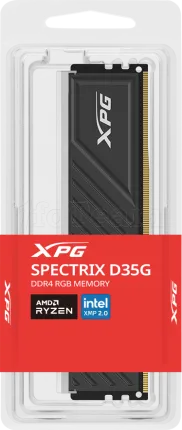 Photo de Barrette mémoire 8Go DIMM DDR4 Adata XPG SpectriX D35G RGB 3600Mhz (Noir)