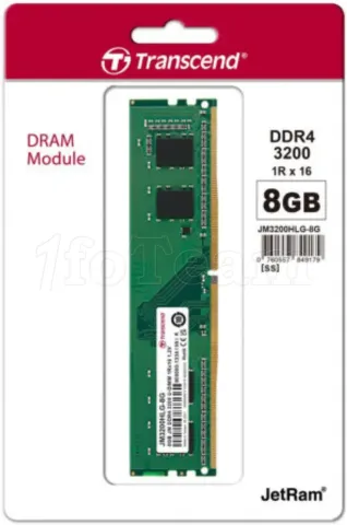 Photo de Barrette mémoire 8Go DIMM DDR4 Transcend JetRam  3200Mhz (Vert)