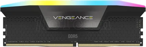 Photo de Barrette mémoire 8Go DIMM DDR5 Corsair Vengeance RGB 5200MHz (Noir)