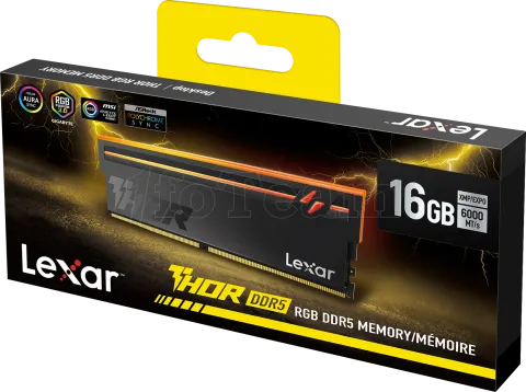 Photo de Barrette mémoire 8Go DIMM DDR5 Lexar Thor 2nd Gen RGB  6000MHz CL38 (Noir)