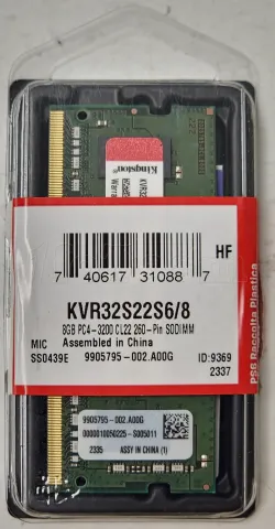 Photo de Barrette mémoire 8Go SODIMM DDR4 Kingston ValueRAM  3200Mhz (Vert) - SN 0000010050225-S005011 - ID 203752