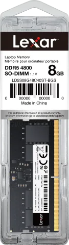 Photo de Barrette mémoire 8Go SODIMM DDR5 Lexar 4800Mhz (Noir)