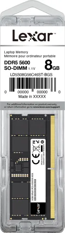 Photo de Barrette mémoire 8Go SODIMM DDR5 Lexar 5600Mhz (Noir)